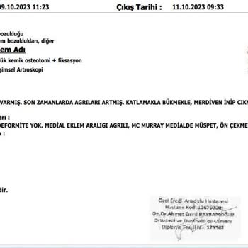 Anadolu Hastanesi (Silivri, Avcılar, Ereğli) Yanlış Bacak Diz Ameliyat