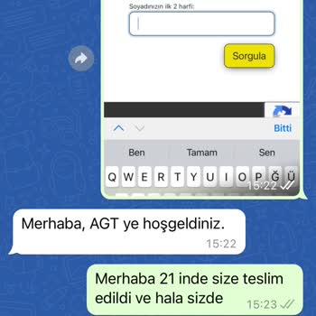 AGT Kurye (aynigunteslim.com) Aktif Kuryenin Teslim Etmediği Kartım