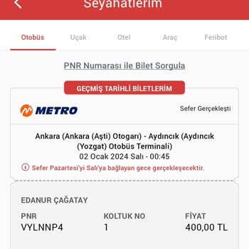 Metro Turizm Bilet İptali Yapamadım Param İade Edilmiyor