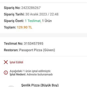 Trendyol Yemek Kurye Yüzünden Sipariş İptal Oldu Param Boşa Gitti
