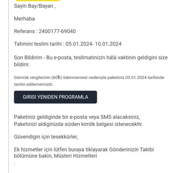 PTT Adı Altında Böyle Mesaj Geldi Hiç Bir Talebim Olmadığı Halde