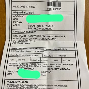 Derimod Capacity Yanlış Bilgilendirme Süreci