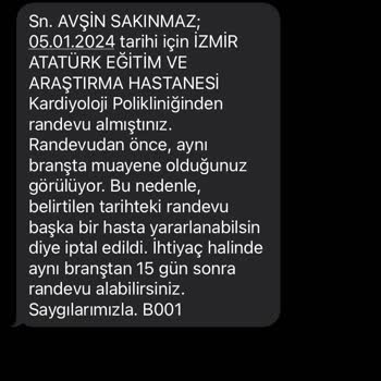 MHRS (Merkezi Hekim Randevu Sistemi) Sebepsiz İptal Edilen Randevu
