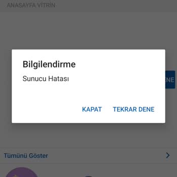 Sahibinden Uygulamasında Sunucu Hatası