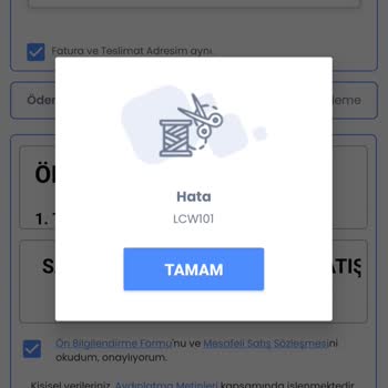 LC Waikiki Kod 101 Hatası Deprem Bölgesi