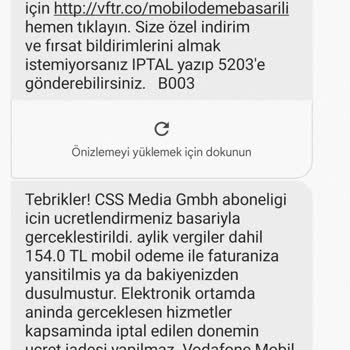 Vodafone Mobil Ödeme Mağduriyeti