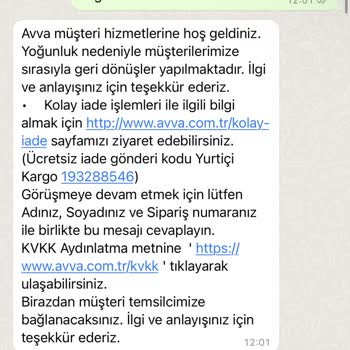 Avva Sipariş Verdiğim Ürünü Göndermedi.