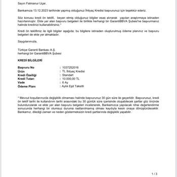 Garanti BBVA Yeni Müşterilere Kredi Başvurusu
