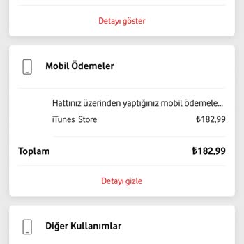 Mobil Ödeme (Vodafone Pay) Adı Altında Faturama Yansıtılan Tutarlar