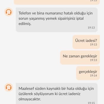 Trendyol Yemek Ücret İadesi Yapılmadı