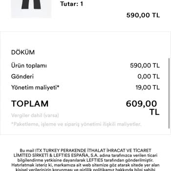 Lefties Yanlış Ve İade Edilmeyen Ürün