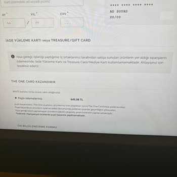 Beymen Treasure Ve İade Kartı Kullanılamaması