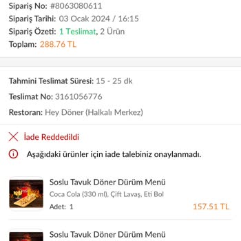Trendyol Yemek Teslim Edildi Görünen Sipariş Şikayeti
