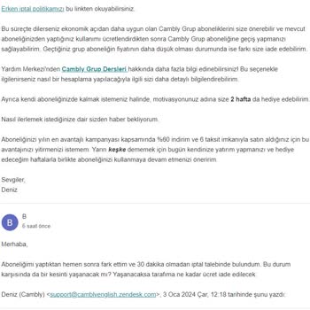 Cambly Üyelik İptali Ve İletişim Sorunu