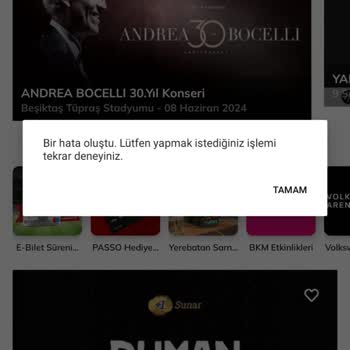 Passolig Uygulamasına Giriş Yaparken Hata Veriyor