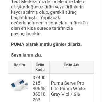 Puma Hatalı Ürün Dönüşü