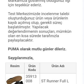 Puma Hatalı Ürün Dönüşü