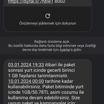 Turkcell Faydanıza 1 GB Sağlanmıştır Sorunu