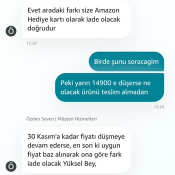 Amazon Fiyat Farkı İadesini Yapmadı.