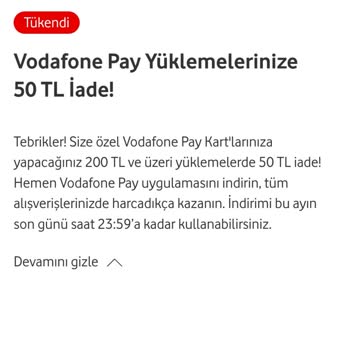 Vodafone Pay Hediye Param Yatırılmadı