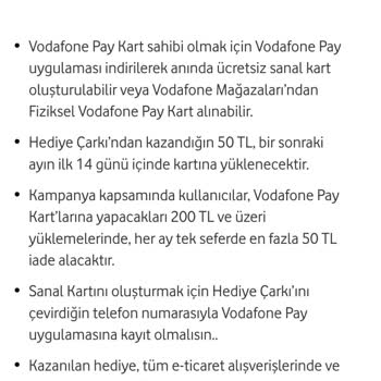 Vodafone Pay Hediye Param Yatırılmadı