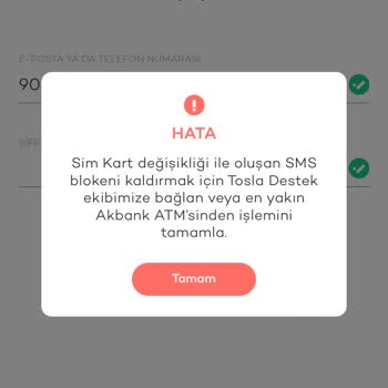Tosla Sim Bloke Hatası