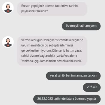 Vodafone Fatura İtiraz Sunulmayan Hizmet Bedeli
