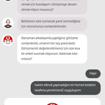 Vodafone Fatura İtiraz Sunulmayan Hizmet Bedeli