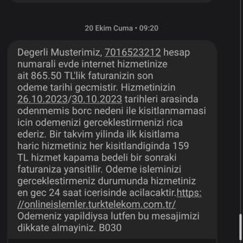 Türk Telekom TTNET Yasal Olmayan Cayma Bedeli Hat Açma Kapama Bedeli.