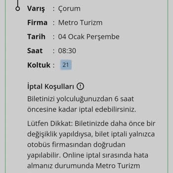 Metro Otobüs Bilet İptali