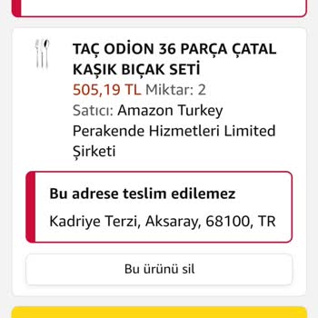 Amazon Bu Adrese Teslim Edilemez Sorunu