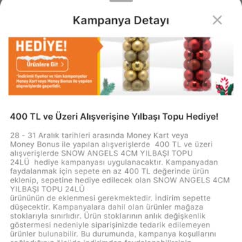 Migros Hediye Yılbaşı Topunun Ücreti Benden Alındı İadesini Rica Ederim