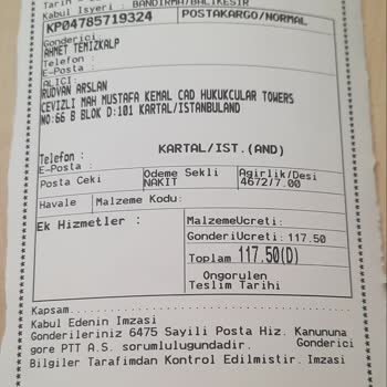 PTT Kargo Kargomun Eksik Teslim Edilmesi