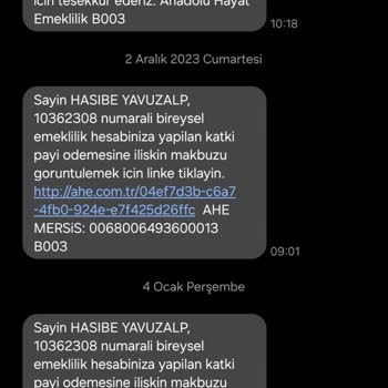 Anadolu Hayat Emeklilikte Biri Numaramı Kullanıyor