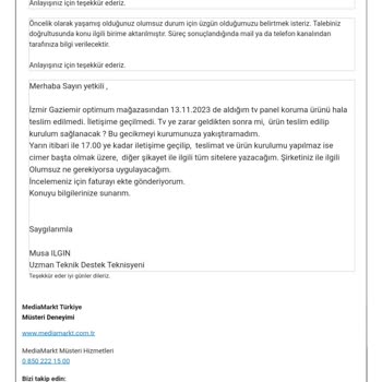 Media Markt Ürün Teslimat Sorunu