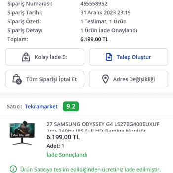Pazarama Onayım Olmadan Ürün Ve Para İadesi Yapıyor. Maddi Kaybım Var!