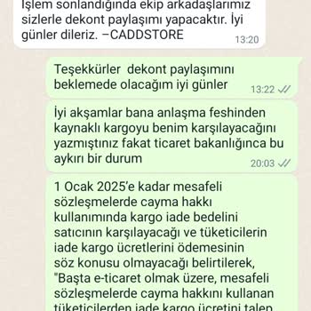 Caddstore Ücret İadesi Ve Kargo Bedeli