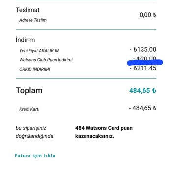 Watsons Kampanyası Verilmeyen Puanlar