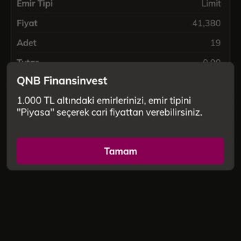QNB Finansinvest 1000 TL Altı Piyasa Fiyatı