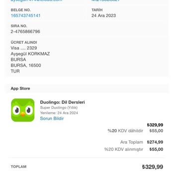 Duolingo İadem Hesabıma Yatmadı