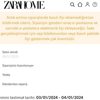 Zara Home Teslimat Sorunu Ve Bilgi Alamamak
