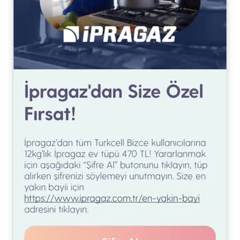 İpragaz Tüp Turkcell Şifre Kampanyası