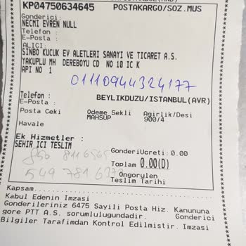 Sinbo Servis Ortada Yok