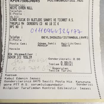 Sinbo Servis Ortada Yok