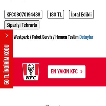 KFC Paramı İade Etmedi