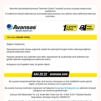 Avansas Teslimatta Sorun Çıkarıyor.
