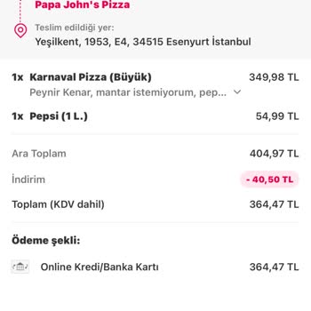 Yemeksepeti Ve Papa JOHN'S İlgisizliği