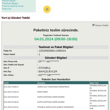 UPS Türkiye Hoş Bağcılar Şube