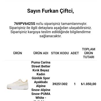 Fast Spor Satın Aldığım Ürünün Stokta Olmaması