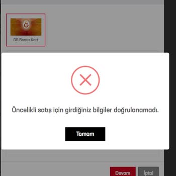 Passolig GS Bonus Kart Passo Bilet Alamıyorum